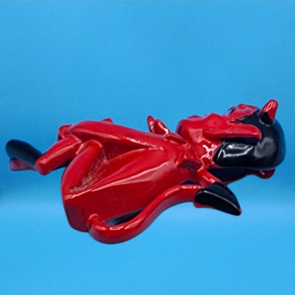 Vintage Red & Black Winking Devil Enamel Brooch MCM 50s Rare Red Black Version - Picture 4 of 10